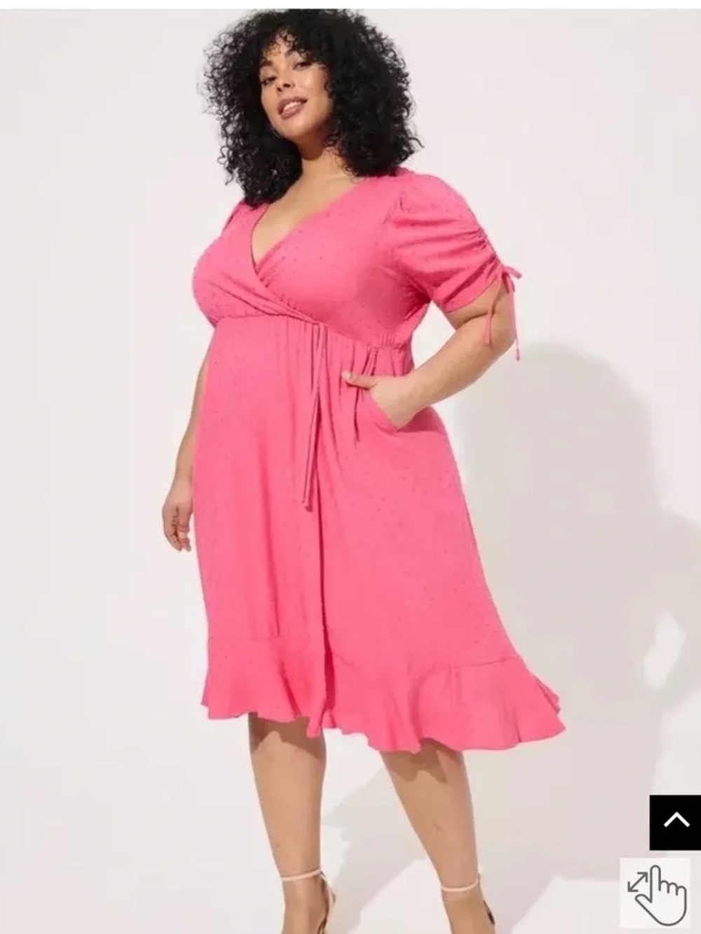 Torrid Midi Swiss Surplice Dress in Honeysuckle Pink Sz 2X faux wrap wedding
